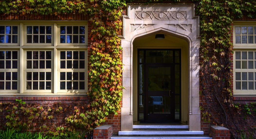 ivy growing on Knoles Hall